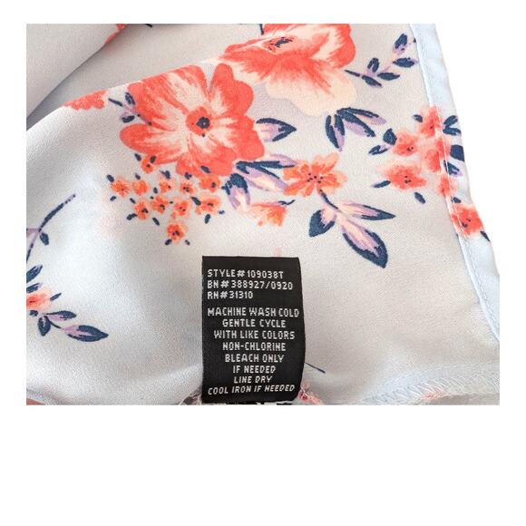 IZ Byer Blue And Pink Floral Button Up Blouse With Roll Sleeves 2XL - Picture 6 of 8